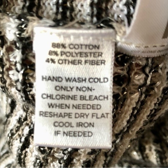 Loft Tan Black White Metallic Striped Button Up Cardigan Size Small - Picture 7 of 7